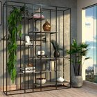 Estante De Metalon E Madeira Para Sala De Estar Ladder - Cinz