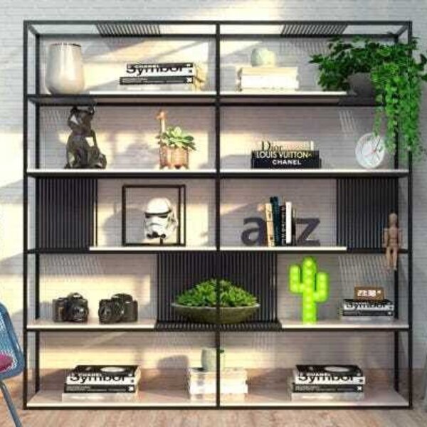 Estante De Metalon E Madeira Para Sala De Estar Magnific Rosa