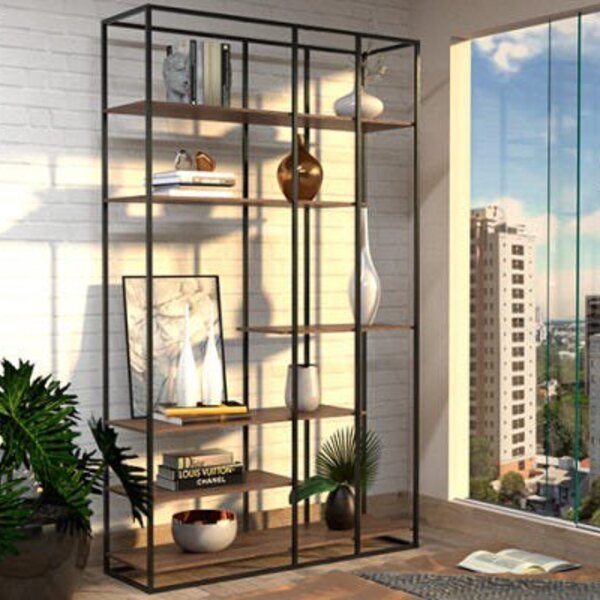 Estante De Metalon E Madeira Para Sala De Estar Oasis - Casta