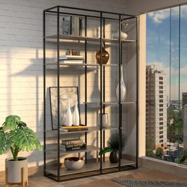 Estante De Metalon E Madeira Para Sala De Estar Oasis - Giand