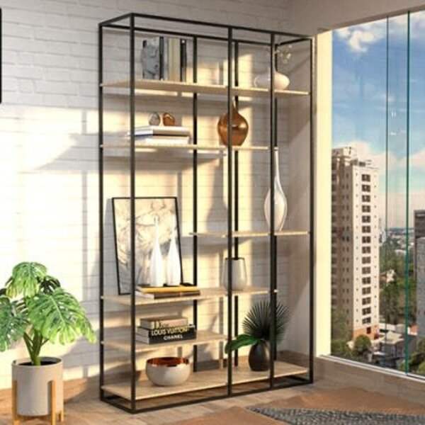 Estante De Metalon E Madeira Para Sala De Estar Oasis - Rivie