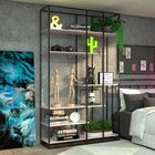 Estante De Metalon E Madeira Para Sala De Estar Oasis Rosa Mi