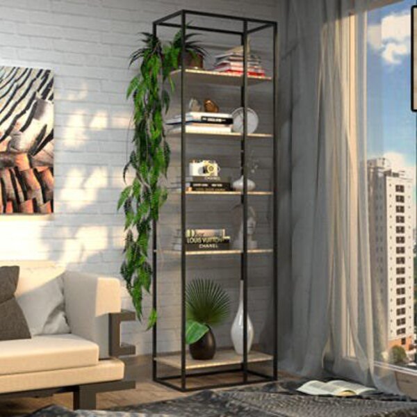 Estante De Metalon E Madeira Para Sala De Estar Street - Crem