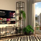 Estante De Metalon E Madeira Para Sala De Estar Waves - Creme