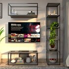 Estante De Metalon E Madeira Para Sala De Tv Kit Wood - Cinza