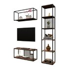 Estante De Metalon E Madeira Para Sala De Tv Kit Wood - Marro