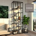 Estante De Metalon E Madeira Para Sala Elegance - Cinza - 0,7