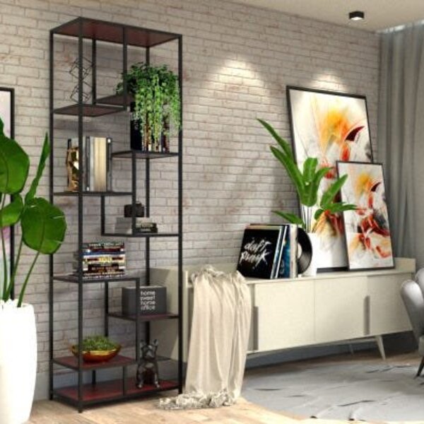 Estante De Metalon E Madeira Para Sala Elegance - Coleção Aqu