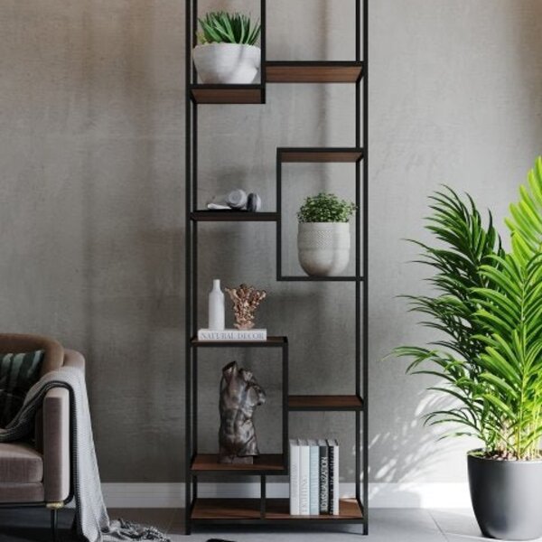 Estante De Metalon E Madeira Para Sala Elegance - Cumaru - 0,