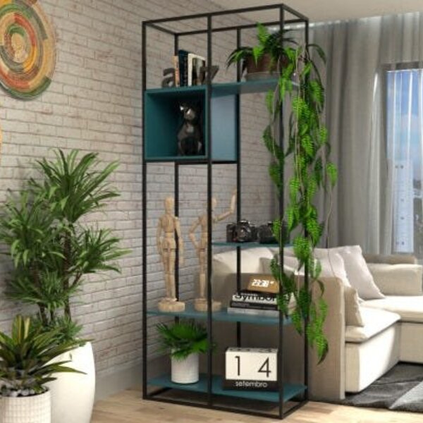 Estante De Metalon E Madeira Space - Coleção Aquarela - Azul