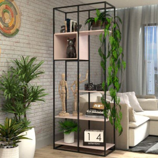 Estante De Metalon E Madeira Space - Coleção Aquarela - Rosa