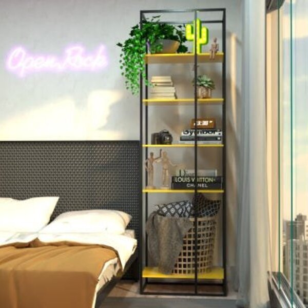 Estante De Metalon E Madeira Street - Coleção Aquarela - Amar