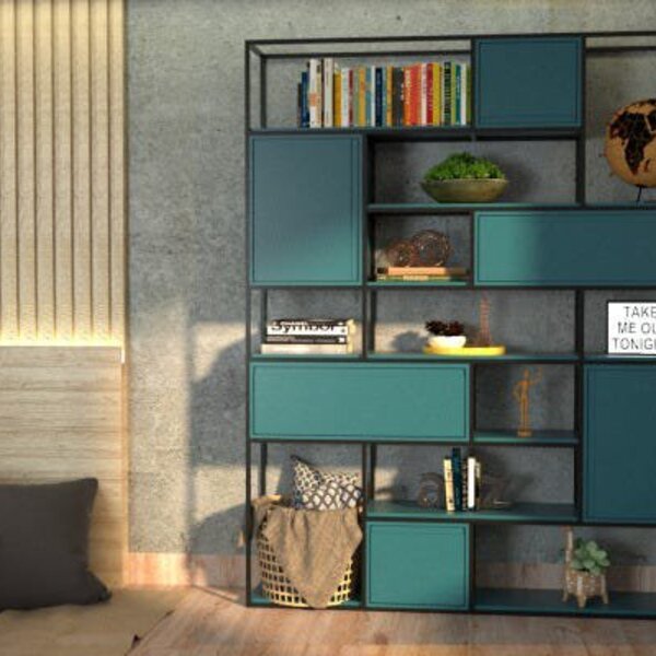 Estante De Metalon E Madeira Viveza - Coleção Aquarela - Azul