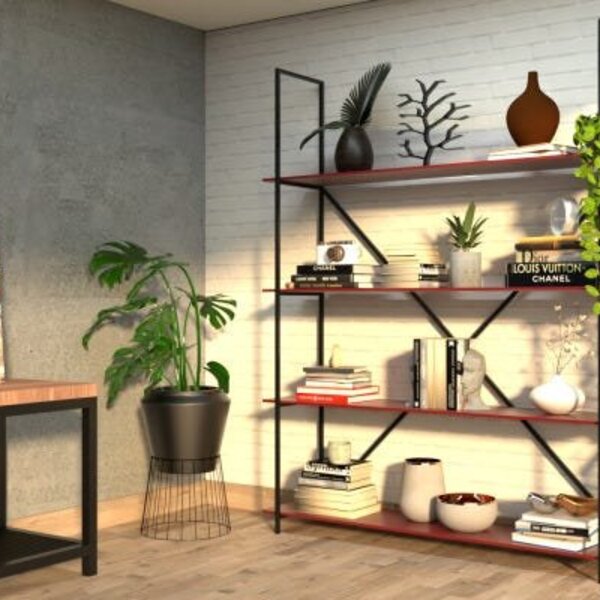 Estante De Metalon E Madeira Wooden - Coleção Aquarela - Mars