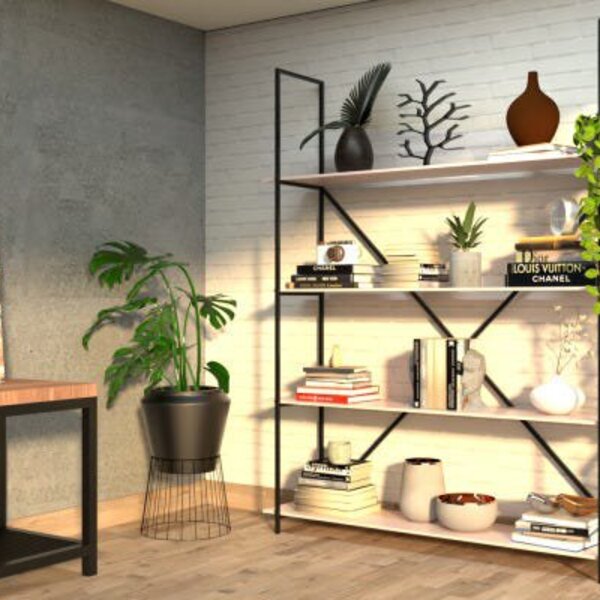 Estante De Metalon E Madeira Wooden - Coleção Aquarela - Rosa