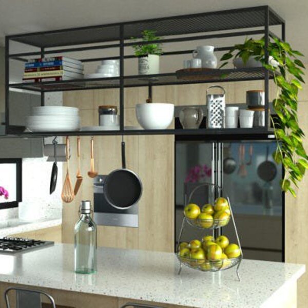 Estante De Metalon Para Cozinha Aérea Libra - Preto - 2,00x0,