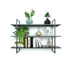 Estante De Metalon Para Sala De Estar Rial - Preto - 1,30x0,3