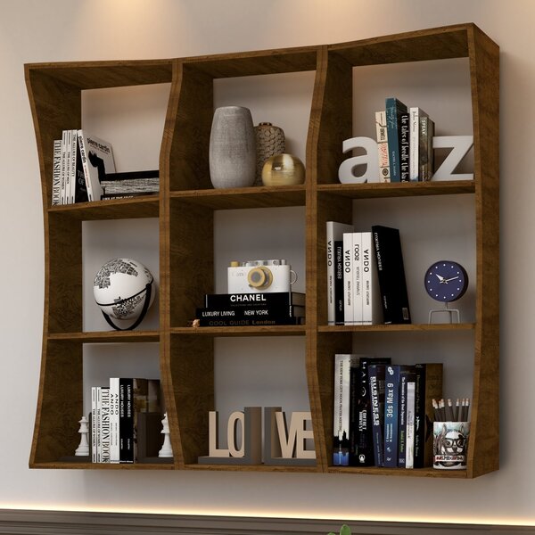 Estante De Parede Suspensa 9 Nichos Anubis  Canela Rústico