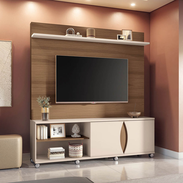 Estante De Tv 55 Pol 180cm Allie Castanho/off White H01 - D'r