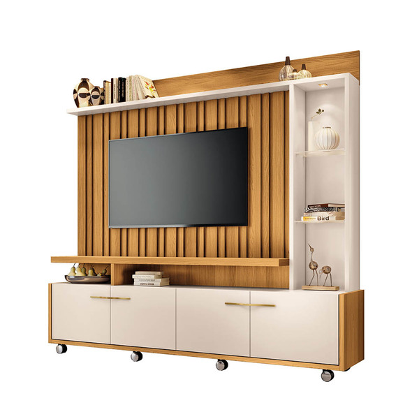 Estante De Tv 60 Pol 200cm Sam H01 - D'rossi - Cinamomo E Off