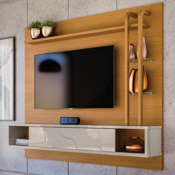 Estante De Tv Com Nichos Dinamarca Tauari Off White
