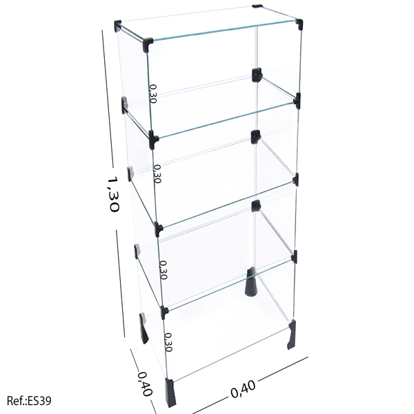 Estante De Vidro Modulado - 0,40 X 1,30 X 0,40
