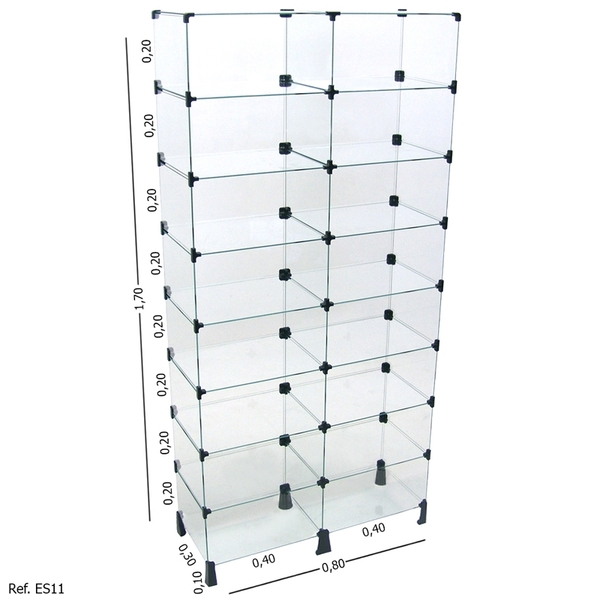 Estante De Vidro Modulado - 0,80 X 1,70 X 0,30