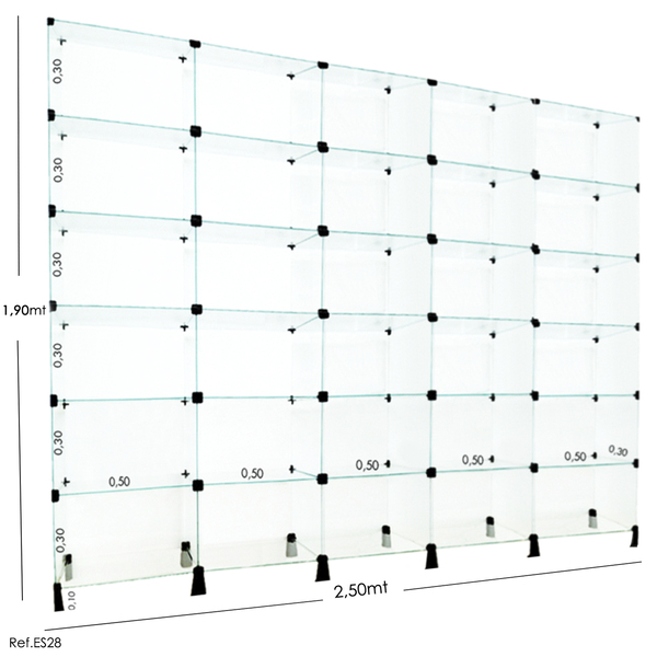 Estante De Vidro Modulado - 2,50 X 1.90 X 0,30