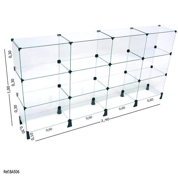 Estante De Vidro Temperado - 2,40 X 1,00 X 0,30