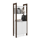 Estante Decorativa Madeira Branca e Nogal 36x68x12,8cm Tecno Mobili