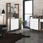 Estante Decorativa Madeira Branca e Nogal 36x68x12,8cm Tecno Mobili