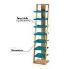 Estante Escada 7 Prateleiras Em Madeira Maciça/mdf - Palha/az
