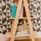 Estante Escada Em 3 Niveis Em Pinus Natural  85 X 60 X 33 Cm