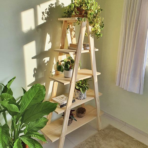 Estante Escada Grande Maringá 155x90x33 Em Madeira De Pinus -