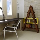 Estante Escada Madeira Maciça Decor Amarela