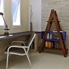 Estante Escada Madeira Maciça Decor Azul Del Rey