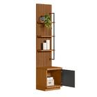 Estante Escritório 3 Prateleiras 1 Porta Nature Chumbo Shop Jm