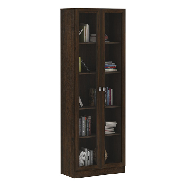 Estante Escritório Home Office 2 Portas De Vidro 4 Prateleira