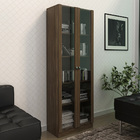 Estante Escritório Home Office 2 Portas De Vidro 4 Prateleira