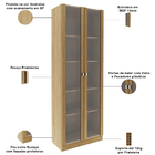 Estante Escritório Home Office 2 Portas De Vidro 4 Prateleira