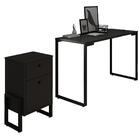 Estante Escrivaninha 120cm Gaveteiro 2 Gavetas Preto