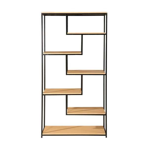 Estante Florença Carving Natural E Preta 180 Cm