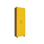 Estante Freijó De Madeira Sala 5 Prateleiras E Porta Amarelo