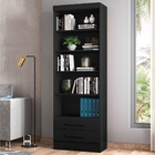 Estante Funcional E Livreiros Com Portas Amadeirado E Preto