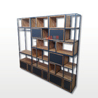 Estante Grande 240x270x40cm - Cinza + Teca- Estgd24027040cnzt