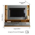 Estante Home 2,07m Sala Tv Até 70 Polegadas Com Led, Rodinhas