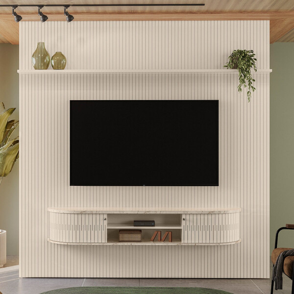 Estante Home Frisada Para Tv Até 75 Polegadas 2 Portas New Bu