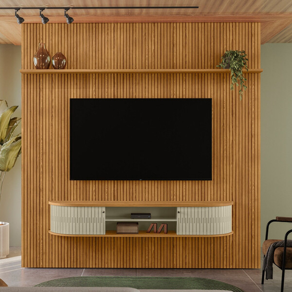 Estante Home Frisada Para Tv Até 75 Polegadas 2 Portas New Bu