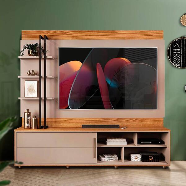 Estante Home Para Sala Tv Até 65 Polegadas Carvalho Nobre Gri