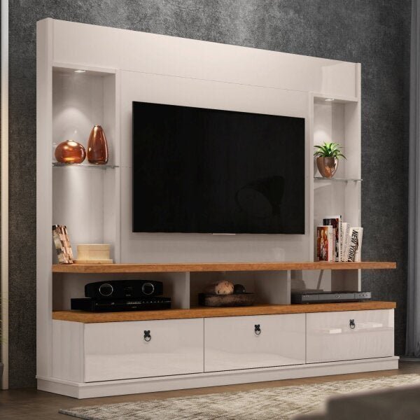 Estante Home Para Tv Até 55 Polegadas 3 Gavetas 2 Prateleiras